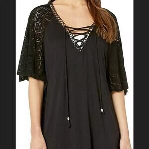 Dotti Poncho Cover-Up Swimwear Black Size Small